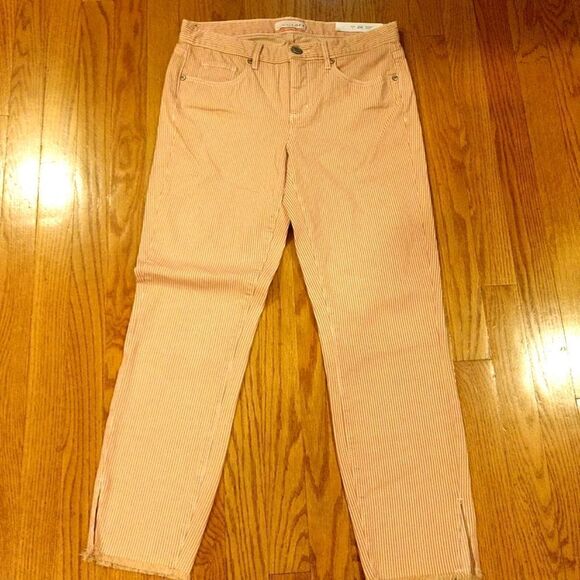 Loft Skinny Size 26 Crop Raw Hem Capri / Ankle Pants Side Slit - Picture 3 of 8